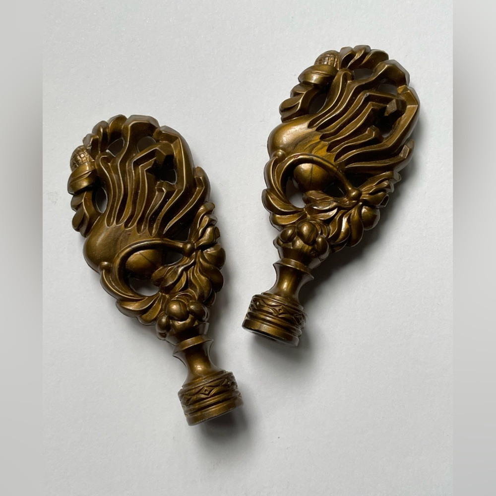 Mid Century Modern Large Filigree Style Lamp Finial Set
